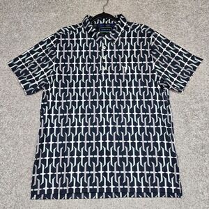 William Murray Golf Polo Mens Large Crash Landing Gray Green Birds printed